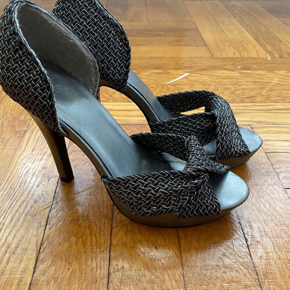 Mark. Black & Silver 4.5" Heels with knot